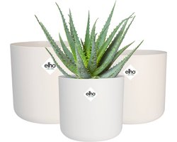 Elho B.for Soft Rond - Bloempotten voor Binnen - 100% Gerecycled Plastic - Set van 3 - Ø 14, 16, 18 cm - Wit