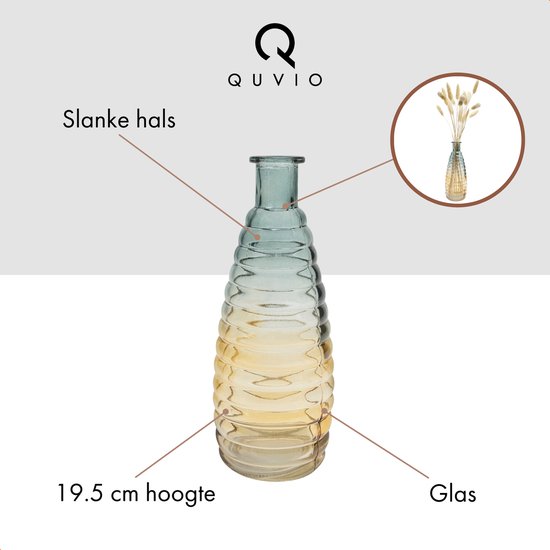 QUVIO Vase en Verres / Vase / Vase en verre / Vases - 6 x 19,5 cm (dxh) - Jaune / Blauw