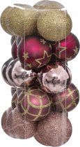 Atmosphera kerstballen 30x - champagne/roze/wit/goud -5 cm -kunststof