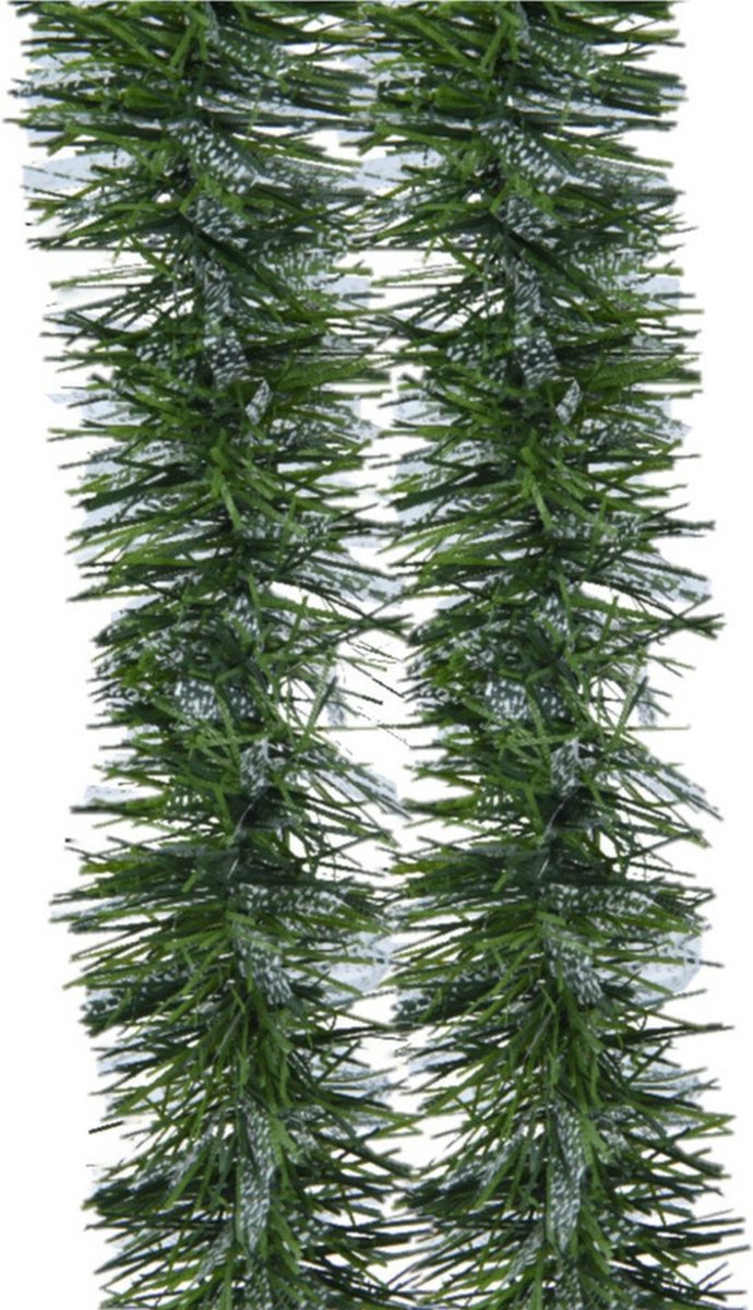 Decoris lametta kerstslinger - 4x - groen/transparant - folie - 270 x 7,5 cm