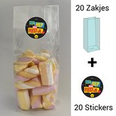 Uitdeelzakjes + sluitstickers - 20 stickers & 20 zakjes - cellofaanzakjes - Transparant - snoepzakjes - traktatie zakjes - Inpakzakjes - kinderfeestje - Emoji