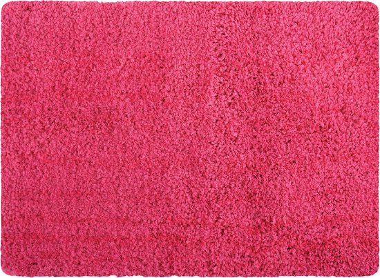 MSV Badkamerkleedje/badmat tapijt - voor de vloer - fuchsia roze - 50 x 70 cm - Microfibre - langharig