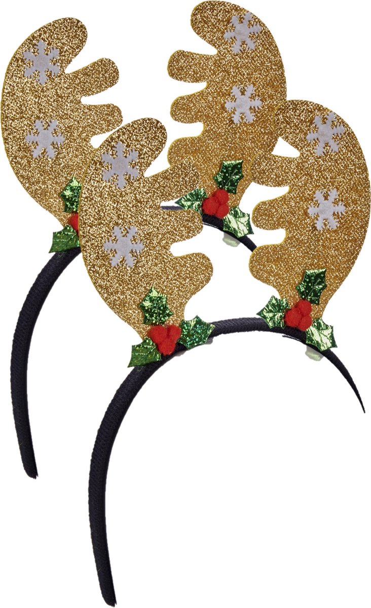 Krist+ kerst diadeems/haarbanden - 2x st - rendier gewei - 22 cm