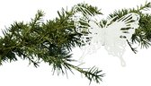 House of Seasons Décoration de sapin de Noël papillons sur clip - 12x pcs - blanc - 10 cm