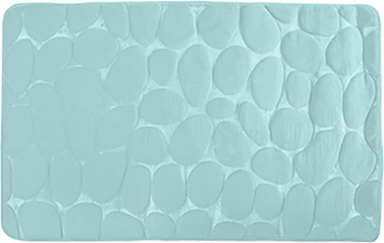 MSV Badkamerkleedje/badmat tapijt - kiezel motief - vloermat - mintgroen - 50 x 80 cm - laagpolig