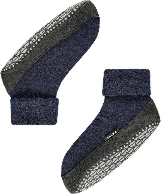 FALKE Cosyshoe Noppen op de zool wol huissokken heren blauw - maat 37-38