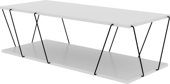 BFD - BestFurnitureDesign | Table basse design industriel | Blanc | Table basse Bois | Table basse | Table en bois | L 120 x l 50 x H 30 cm
