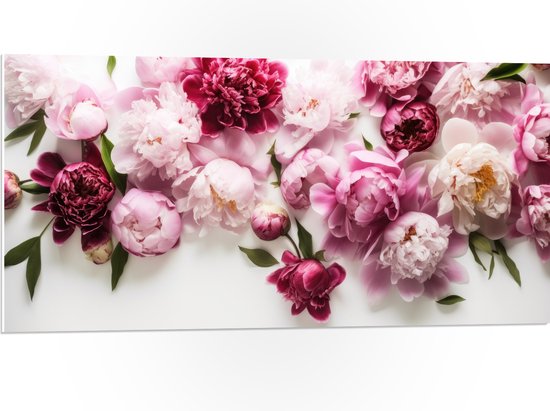 PVC Schuimplaat- Mix van Roze Bloemen op Witte Achtergrond - 100x50 cm Foto op PVC Schuimplaat