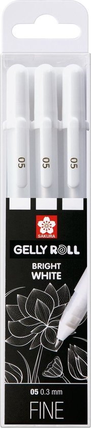 Sakura - Gelly Roll - gelpennen - fijn 0,3 mm - wit - per 3 verpakt