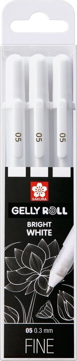 Sakura – Gelly Roll – gelpennen – fijn 0,3 mm – wit – per 3 verpakt