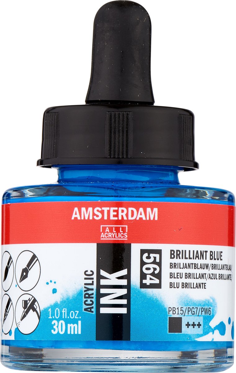 Amsterdam Acrylic Ink Fles 30 ml Briljantblauw 564