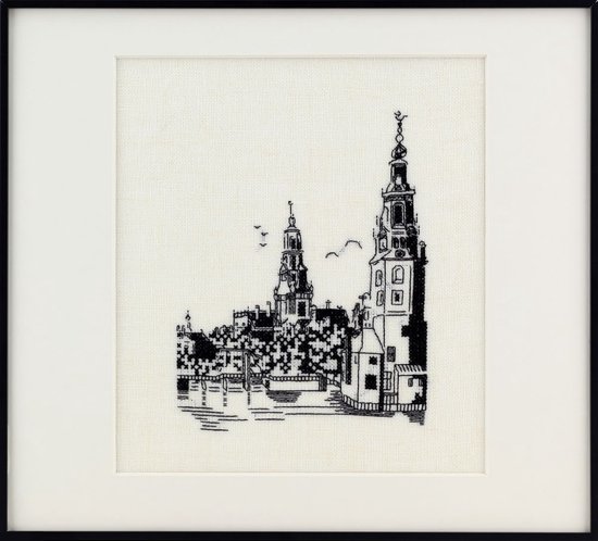 Pako Borduurpakket met tel patroon - Amsterdam - 218.951 - 100% linnen- DIY kit