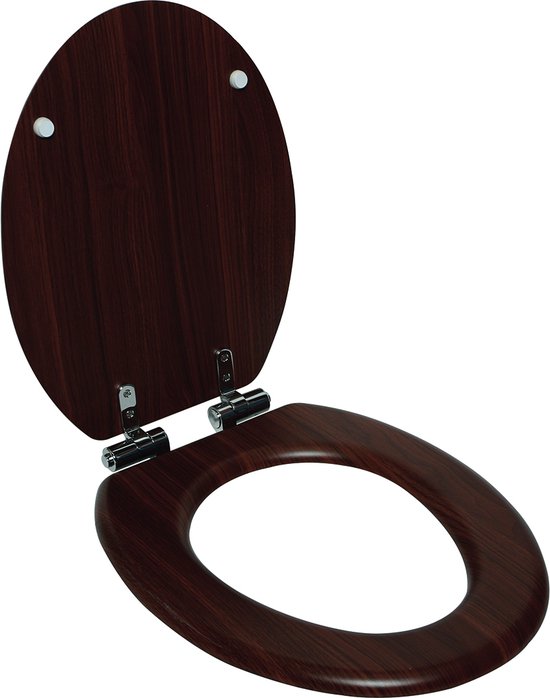 SENSEA - Ovale toiletzitting van MDF - Walnoot afwerking - Valbeveiliging - PURITY