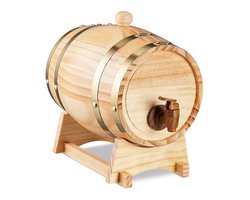 Relaxdays mini whiskey vat - 2,2 liter - houten vaatje met tap - drank dispenser met houder Image