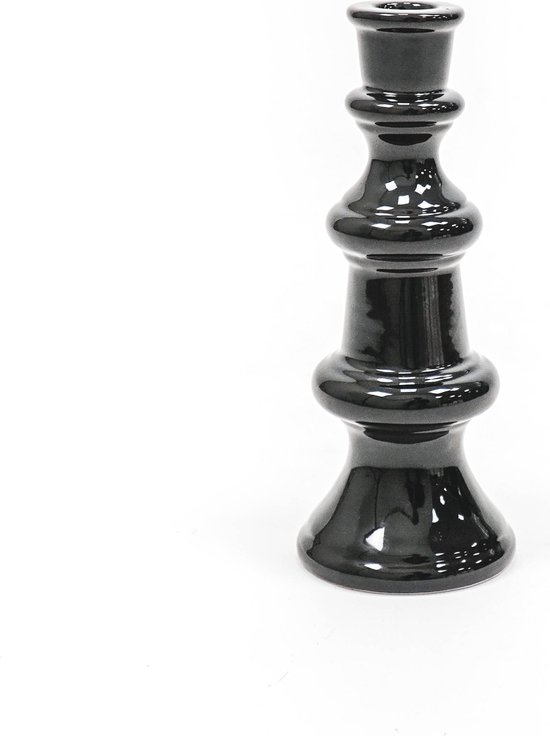 Bougeoir Housevitamin Chess L- 9x9x23 cm- Zwart
