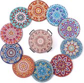 Diamond Painting Onderzetters Mandala - 10 stuks - Compleet te beplakken met ronde steentjes