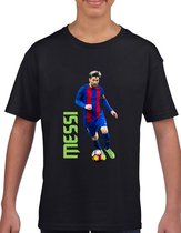 Messi - 10 - the goat - Kinder T-Shirt - zwart met groen - Maat 122 /128 - T-Shirt leeftijd 7 tot 8 jaar - Grappige teksten - Cadeau - Shirt cadeau - verjaardag -