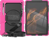 Tablet Beschermhoes Cover met Strap en Roteerbaar Standaard geschikt voor Samsung Galaxy Tab S8 Ultra (X900) 14.6 (2022) | Volledig bescherming | Kindvriendelijk hoes incusief riem - Roze