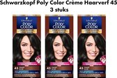 Poly Color Creme Haarverf 45 - Zwart - 3 st - voordeelverpakking
