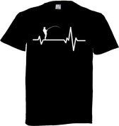 Grappig t-shirt - hartslag - heartbeat - vissen - maat S