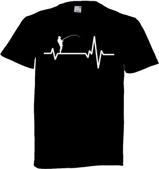 Grappig t-shirt - hartslag - heartbeat - vissen - maat S