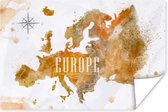 Poster - Europa - Verf - Wereldkaart - 120x80 cm