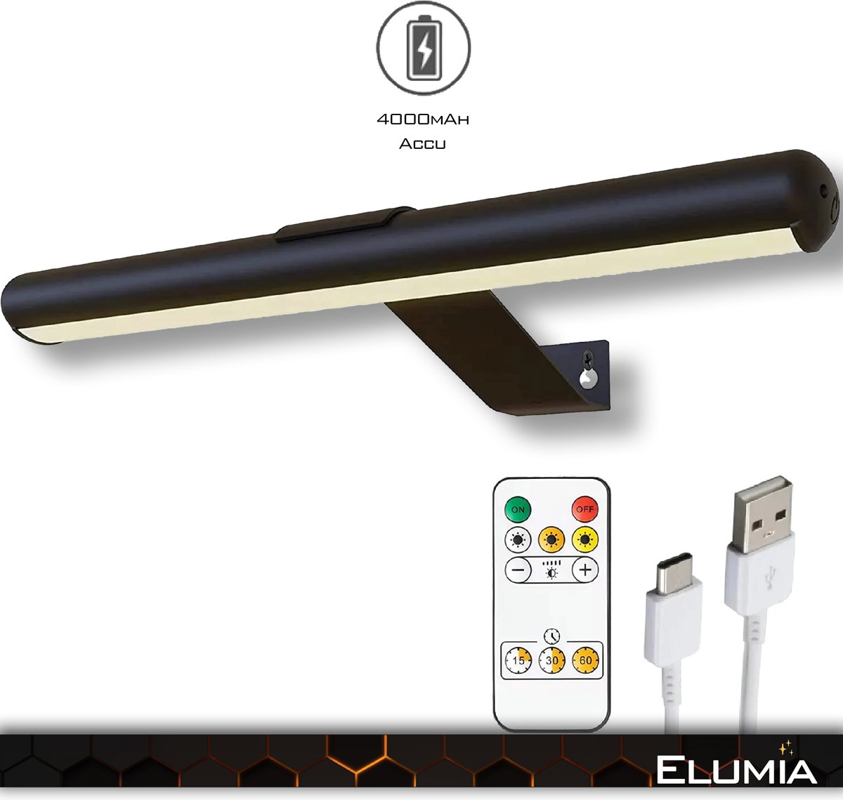 Elumia® Schilderijlamp BAGGIO - Schilderijverlichting LED Draadloos met...  | bol.com
