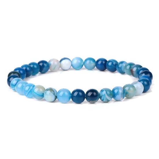 Bixorp Gems Bracelet de pierres précieuses d'agate du Botswana bleu malachite 6 mm - Bracelets de perles de pierres précieuses - Cadeau spirituel - 18 cm