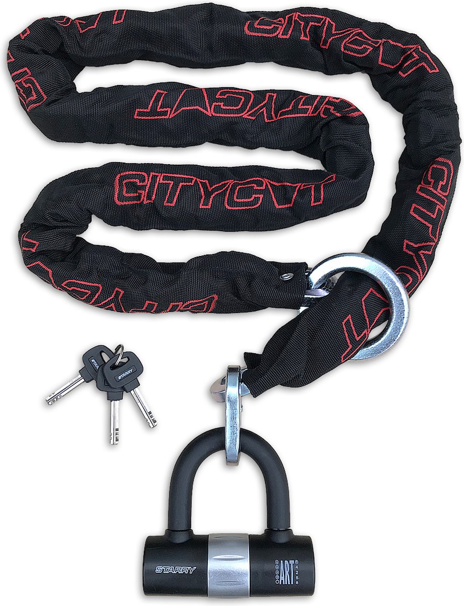Citycat Kettingslot met lus en mini beugelslot - 180 cm - Weerbestendig - ART 4 goedgekeurd