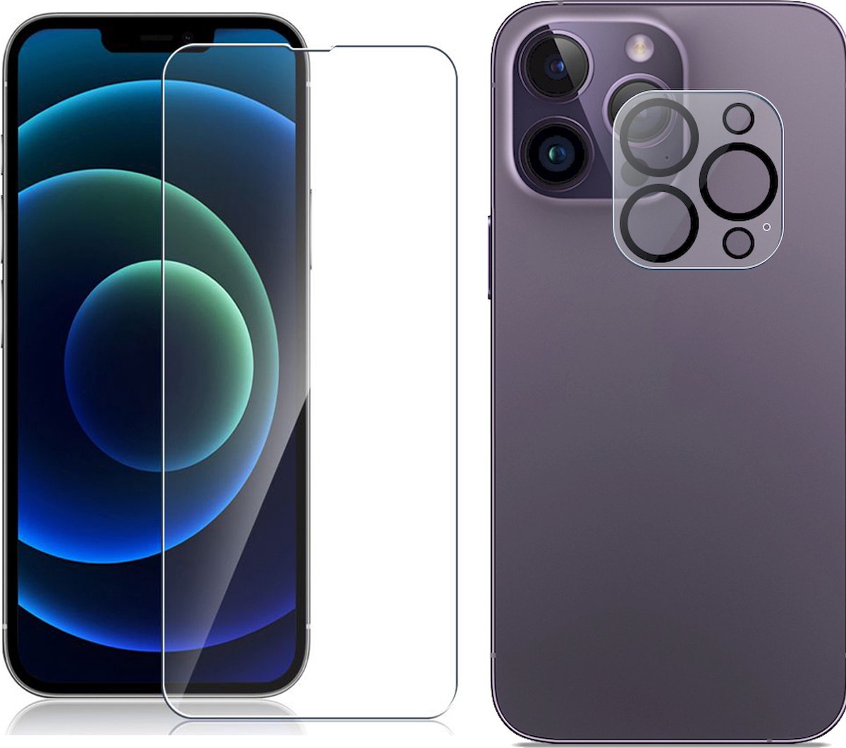 Mobigear Screenprotector geschikt voor Apple iPhone 12 Pro Glazen | Mobigear 2in1 Screenprotector,Camera Protector - Case Friendly