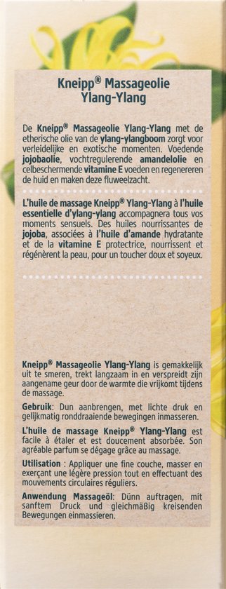 Kneipp Ylang-Ylang - Massageolie - Met celbeschermende vitamine E - Geschikt voor alle huidtypen - Vegan - Voor een fluweelzachte huid - 1 st - 100 ml - Kneipp