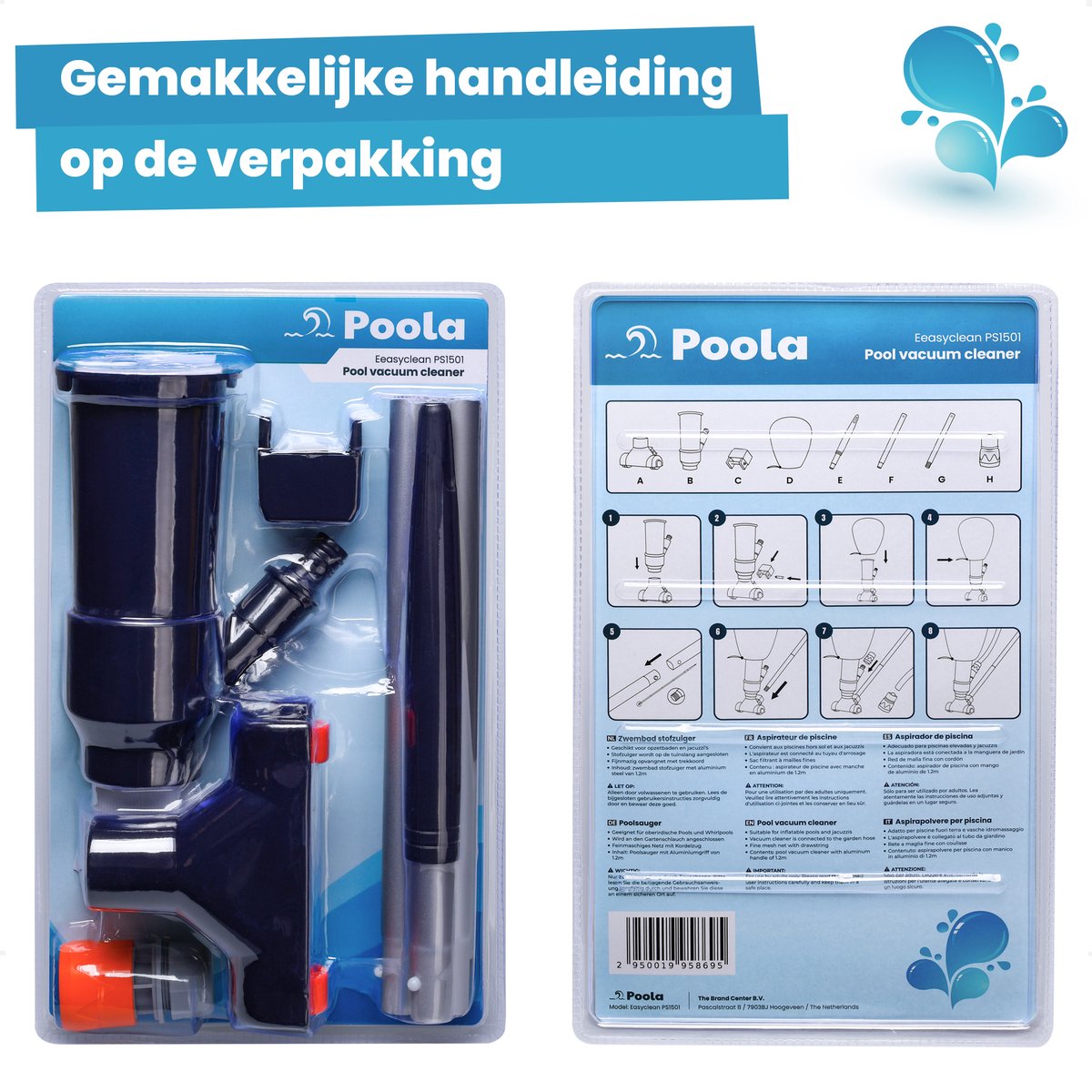 Poola Zwembad stofzuiger - Zwembad bodem reiniging - Inclusief 5-delige steel (140cm) - Bodemzuiger zwembad - Zwembadstofzuiger - Jacuzzi onderhoud - Zwart — afbeelding 2