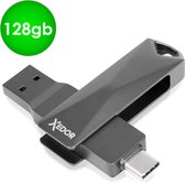 Xedor® USB Stick 128 GB - USB C en USB A 3.0/3.2 Gen 1 - Download 400 mb/s - Geschikt voor iPhone 15 (Pro) en Android