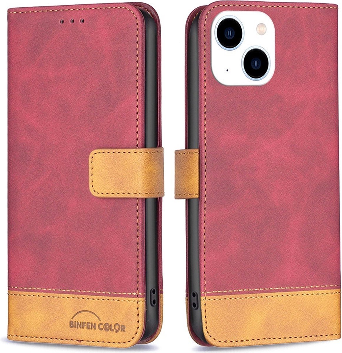 BINFEN Hoesje - Geschikt voor iPhone 14 Hoesje - BINFEN Color Book Case - Rood