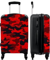 NoBoringSuitcases.com® Valise grande - Camouflage - Rouge - Zwart - Camo - Valise Trolley avec serrure TSA - Avec roulettes - 90 litres - Valise de voyage - 66 cm - Valise rigide