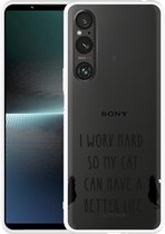 Cazy Hoesje geschikt voor Sony Xperia 1 V Royalty Cat Zwart