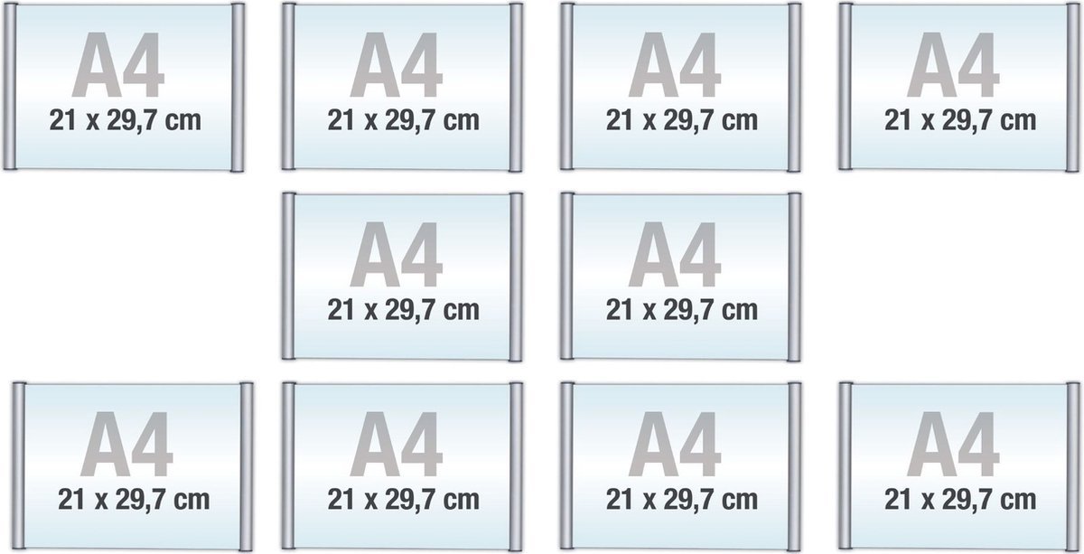 10 pack A4/Bewegwijzeringsborden met Klikprofiel /formaat 21x29,7cm/wegwijs bordjes/aluminium deurbordjes/naambordje kantoor/route bordje/aanwijs bordje/zelfklevend/verwijs bord/ informatie bord.
