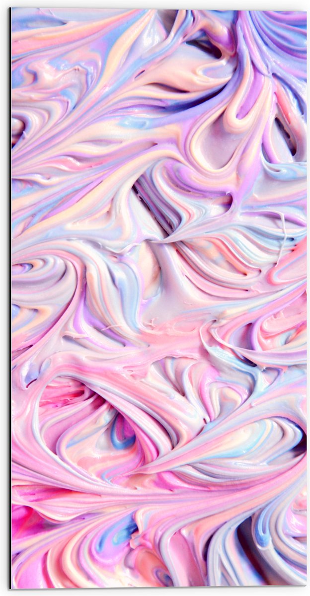 Dibond - Mix van Pastelkleurige Verf - 50x100 cm Foto op Aluminium (Met Ophangsysteem)