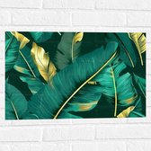 Muursticker - Groene Palmbladeren met Gouden Details - 60x40 cm Foto op Muursticker