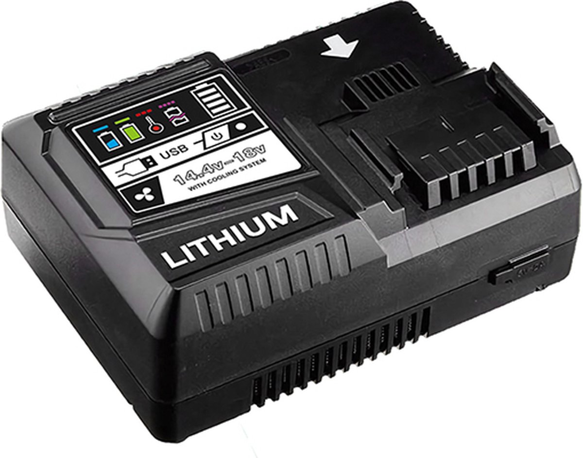 UC18YSL Lader / Charger geschikt voor Hitachi en Hikoki, 14,4V en 18V BSL serie