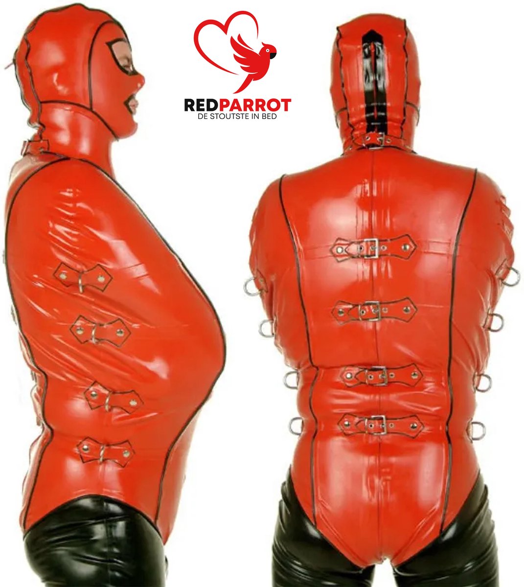 Goedkoopste 100 Latex jumpsuit - Masker - Bondage ringen - Bodysuit - BDSM - Extreem