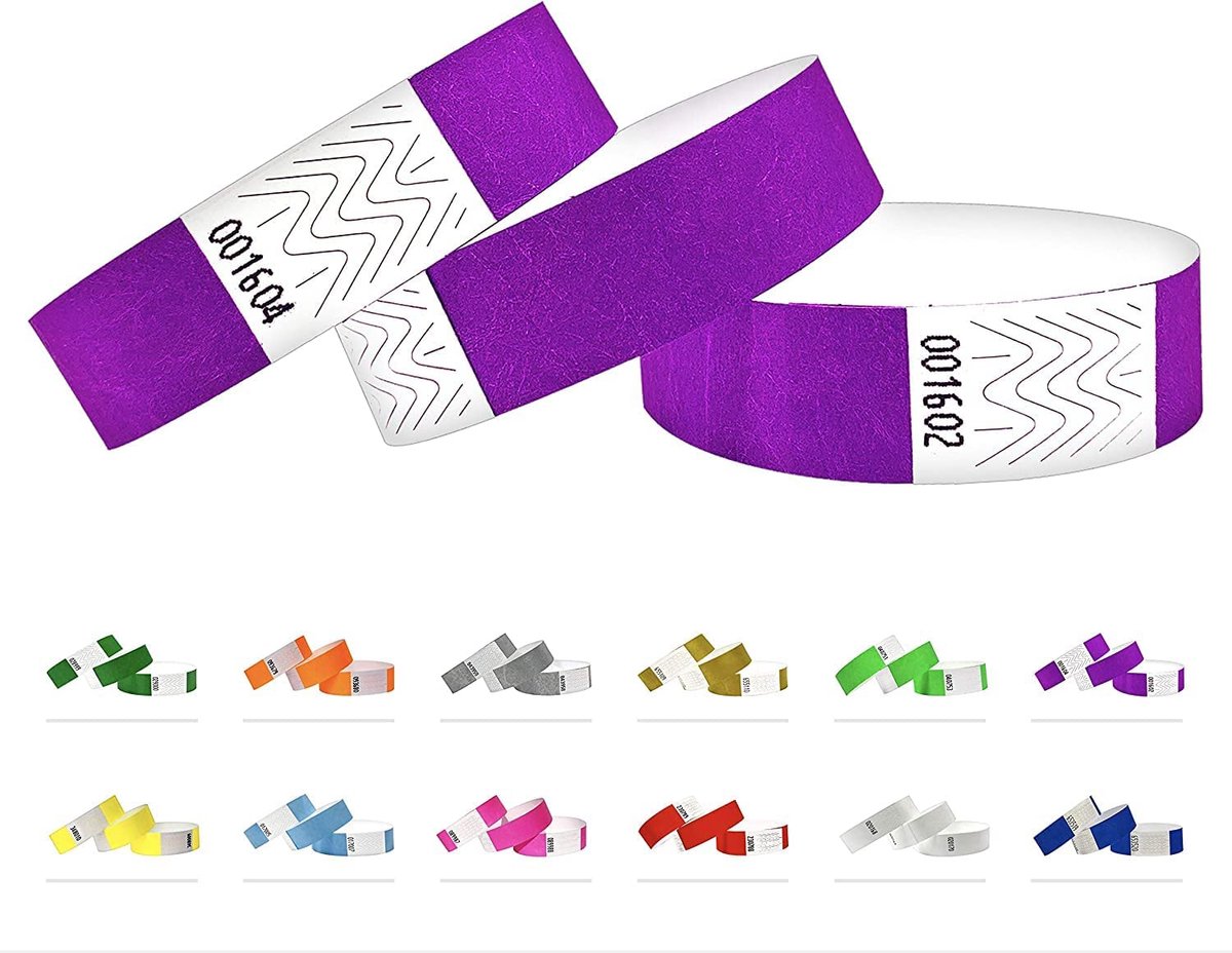 Tyvek polsbandjes voor evenementen - 500 stuks - Neon Paars