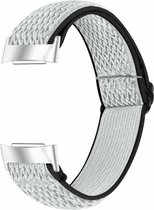 Strap-it Activity tracker bandje - elastisch nylon bandje geschikt voor Fitbit Charge 3 / Fitbit Charge 4 - zwart/wit