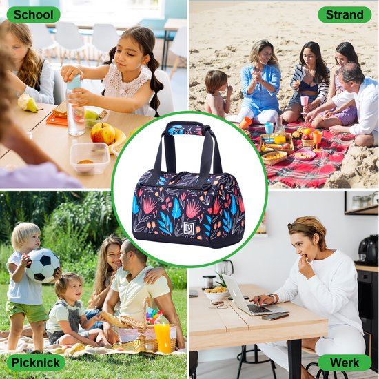 Brisby 4 Laags Geïsoleerde Koeltas - Lunchtas 10 Liter - Night Flower van Brisby — afbeelding 5