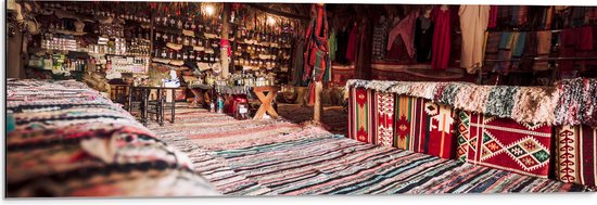 Dibond - Traditionele Markt in Egypte - 90x30 cm Foto op Aluminium (Wanddecoratie van metaal)