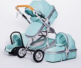 Magic ZC Luxe Multifunctionele 3-in-1 Combi Kinderwagen – Kwalitatieve Buggy – Opklapbare Wandelwagen – Groen – Incl. Autostoel & Ergonomische Baby Draagzak