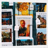 Muursticker - Amsterdamse Ansichtkaarten in het Rek - 80x80 cm Foto op Muursticker