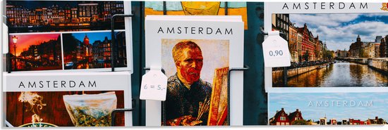 Acrylglas - Amsterdamse Ansichtkaarten in het Rek - 60x20 cm Foto op Acrylglas (Wanddecoratie op Acrylaat)