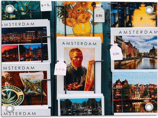 Tuinposter – Amsterdamse Ansichtkaarten in het Rek - 40x30 cm Foto op Tuinposter (wanddecoratie voor buiten en binnen)
