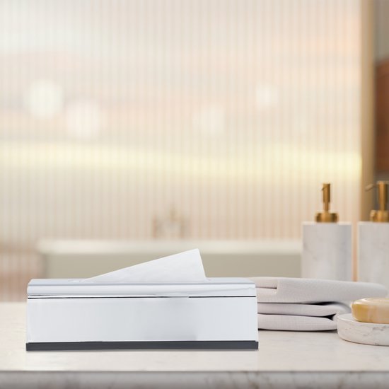 Relaxdays tissue box zilver rechthoekige tissuedoos moderne